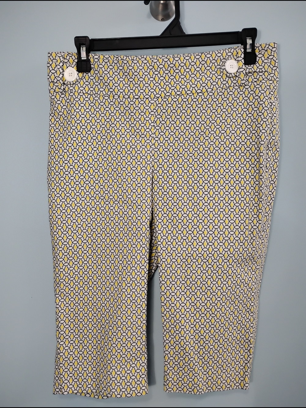 Soho Apparel Yellow & Navy Geometric Print Chinos Size Medium